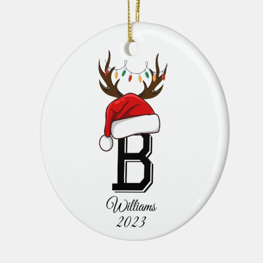家族モノグラムのサンタクロース セラミックオーナメント (左)
