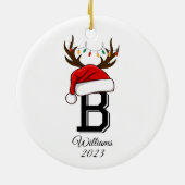 家族モノグラムのサンタクロース セラミックオーナメント (裏面)