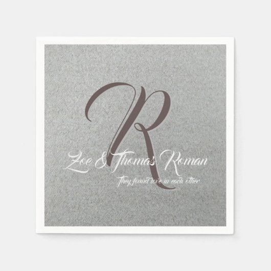 家族モノグラムのナカスタムプキン スタンダードカクテルナプキン (正面)