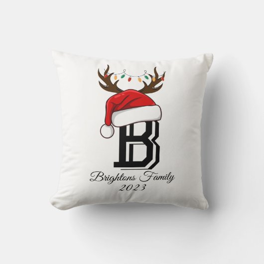 家族モノグラムの名サンタクロース クッション (正面)