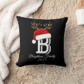 家族モノグラムの名サンタクロース クッション (ブランケット)