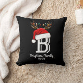家族モノグラムの名サンタクロース クッション (ブランケット)