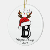 家族モノグラムの名サンタクロース セラミックオーナメント (左)