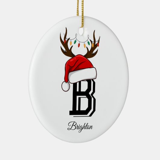 家族モノグラムの名サンタクロース セラミックオーナメント (右)