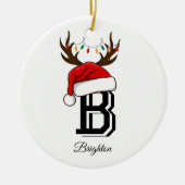 家族モノグラムの名サンタクロース セラミックオーナメント (正面)