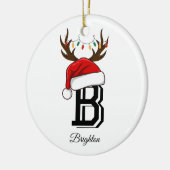 家族モノグラムの名サンタクロース セラミックオーナメント (左)