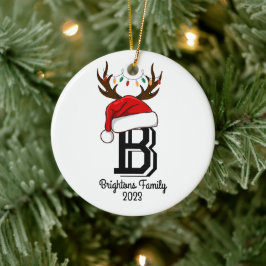 家族モノグラムの名サンタクロース セラミックオーナメント