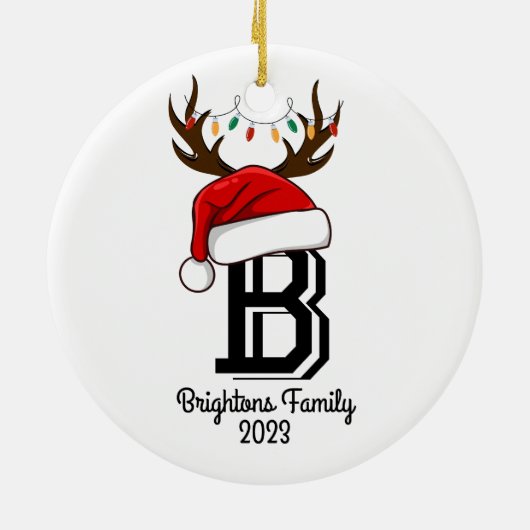 家族モノグラムの名サンタクロース セラミックオーナメント (裏面)