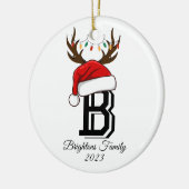 家族モノグラムの名サンタクロース セラミックオーナメント (左)
