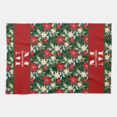家族モノグラムクリスマスプレイド キッチンタオル (横)
