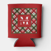 家族モノグラムクリスマスプレイド 缶クーラー (正面)
