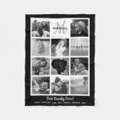 家族モノグラムフォトコラージュ11白黒写真 フリースブランケット (正面)