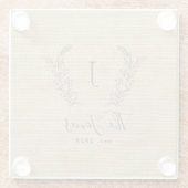 家族モノグラムヴィンテージ素朴な国 ガラスコースター (裏面)