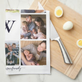 家族モノグラム写真メリークリスマス キッチンタオル (四つ折り)