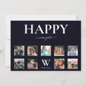 家族モノグラム名フォトコラージュ新年おめでとう シーズンカード (正面)