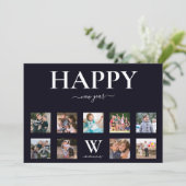 家族モノグラム名フォトコラージュ新年おめでとう シーズンカード (スタンド正面)