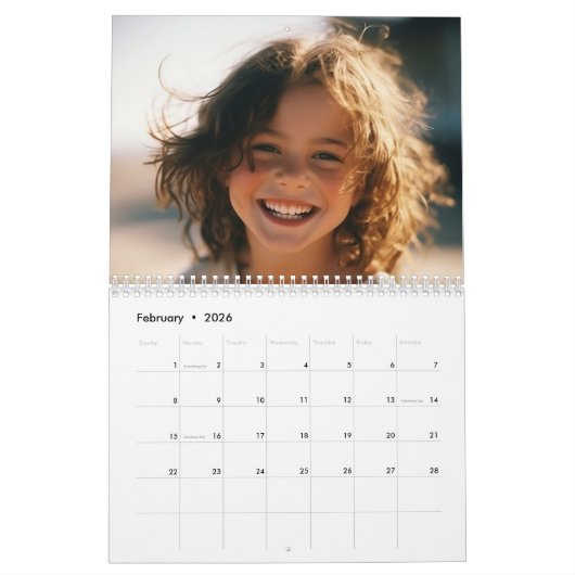家族モノグラム名写真 カレンダー (2月 2026)
