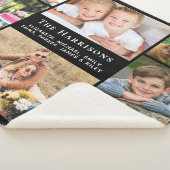 家族モノグラム名8フォトコラージブラック シェルパブランケット (3/4)