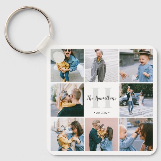 家族モノグラム書道16フォトキーチェーン キーホルダー (正面)