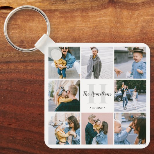 家族モノグラム書道16フォトキーチェーン キーホルダー (正面)