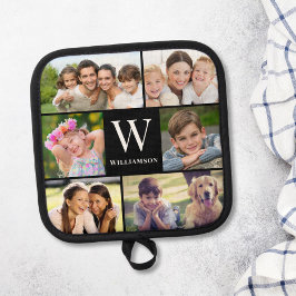 家族モノグラム6フォトコラージュ 鍋敷き