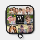 家族モノグラム6フォトコラージュ 鍋敷き (正面)