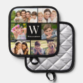 家族モノグラム6フォトコラージュ 鍋敷き (正面/裏面)