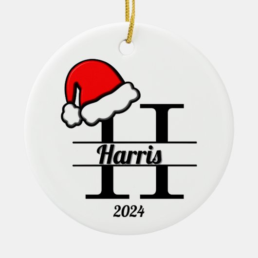 家族モノグラムH | 両面 セラミックオーナメント (正面)