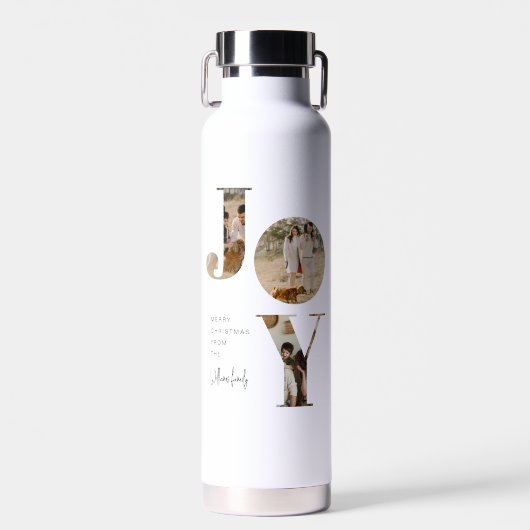 家族ユニーク写真メリークリスマスパーソナライズされた ウォーターボトル (正面)