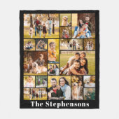 家族ユニーク名19フォトコラージュシンプル フリースブランケット (正面)