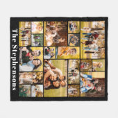 家族ユニーク名19フォトコラージュシンプル フリースブランケット (正面(横))