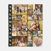 家族ユニーク名20フォトコラージュシンプル フリースブランケット (正面)