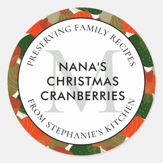 家族レシピクリスマスプレゼント ラウンドシール (正面)