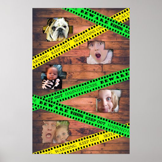家族不気味写真ハロウィーン警告テープ ポスター (正面)
