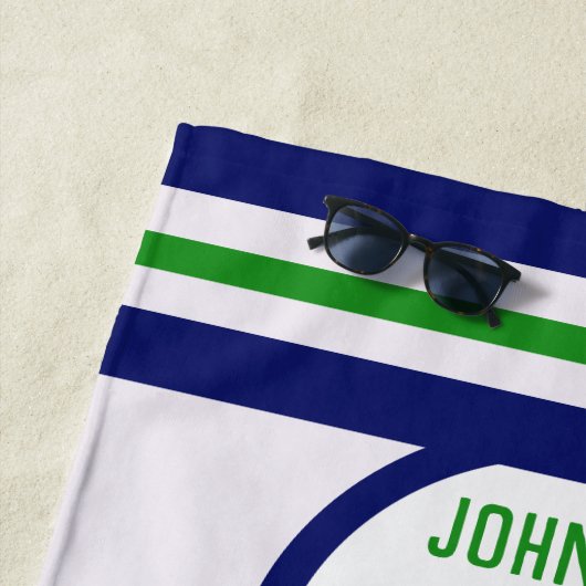 家族休暇のビーチタオル-緑青 ビーチタオル (インサイチュ)