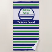 家族休暇のビーチタオル-緑青 ビーチタオル (正面)