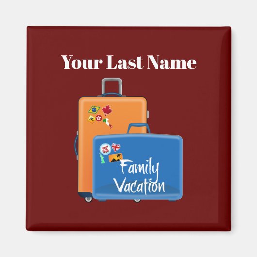 家族休暇テンプレート、カスタマイズ可能 マグネット (正面)