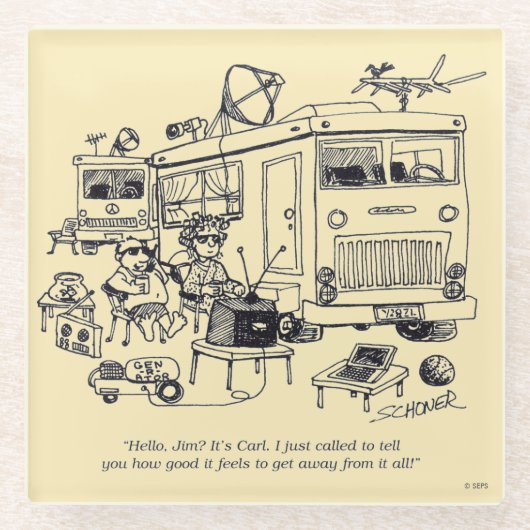 家族休暇 ガラスコースター (正面)