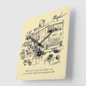 家族休暇 スクエア壁時計 (傾斜)