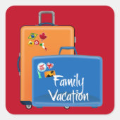 家族休暇、スーツケース準備ができて スクエアシール (正面)