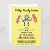 家族会のカウボーイの大きいステーキ インビテーションポストカード (正面/裏面)