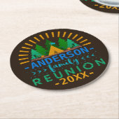 家族会のキャンプ旅行のパーティー|の名前をカスタムする ラウンドペーパーコースター (アングル)