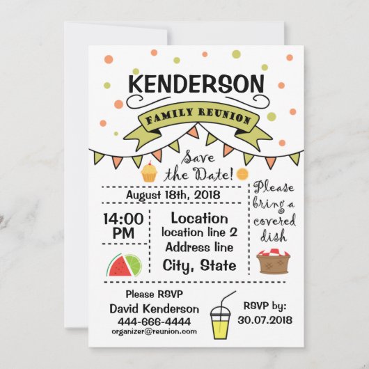 家族会のデザイン 招待状 (正面)