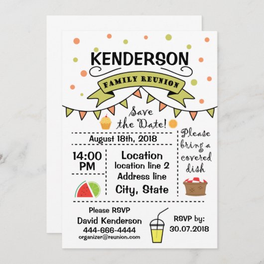 家族会のデザイン 招待状 (正面/裏面)