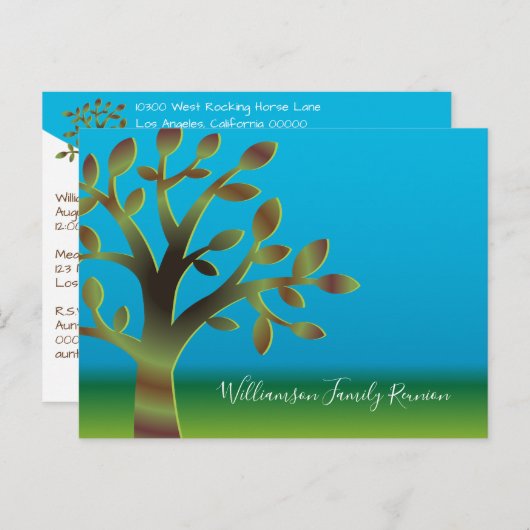 家族会のバーベキューのピクニック招待状の招待 インビテーションポストカード (正面/裏面)