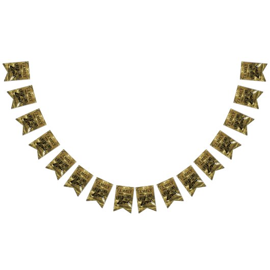 家族会のパーティー愛プライドの金ゴールドのタイポグラフィ バンティングフラッグ (全)