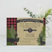 家族会のピクニックCampoutの素朴なシカの(雄ジカの)枝角 招待状 (スタンド正面)