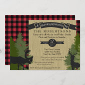 家族会のピクニックCampoutの素朴なシカの(雄ジカの)枝角 招待状 (正面/裏面)