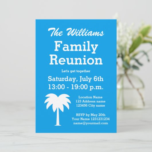 家族会の夏のパーティーのヤシの木の招待状 招待状 (スタンド正面)