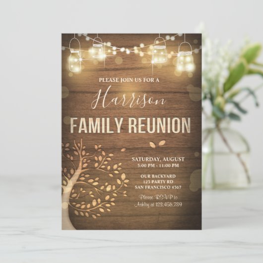 家族会の招待の系譜の素朴な木 招待状 (スタンド正面)